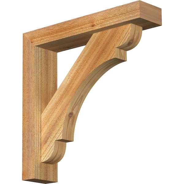 Ekena Millwork Olympic Block Rough Sawn Bracket w/ Offset Brace, Western Red Cedar, 4"W x 18"D x 18"H BKT0402X18X18OLY05RWR - main
